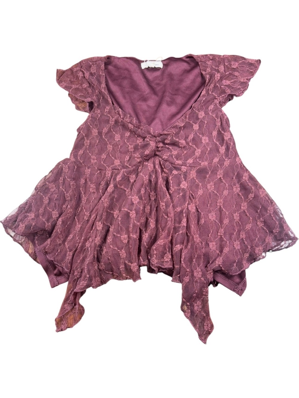 Lace Y2K Handkerchief Hem Tunic Top